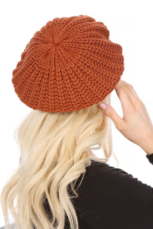 KNITTED CABLE KNIT FASHION BERET